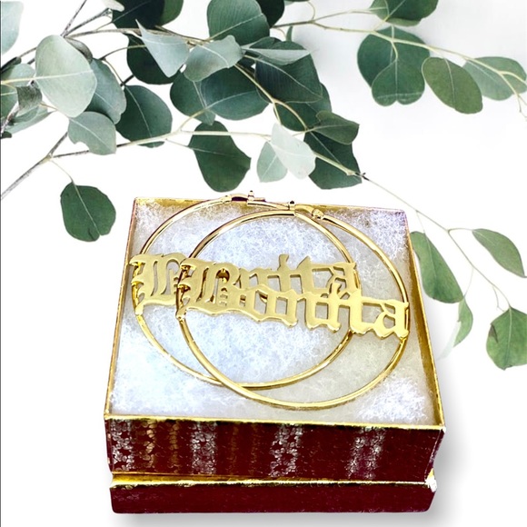 (SOLD) 14k Gold plated Bonita Hoop Earrings - Picture 2 of 5